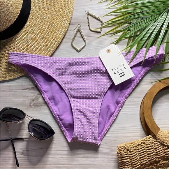 Billabong Lilac 𑁍 Violet Surf Check Tropic Bikini Bottom - Picture 2 of 10